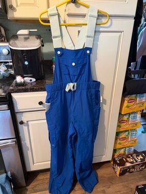 FP Movement by Free People Blue Ski Bib Overalls with white Straps